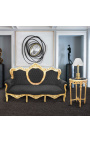 Høj model runde Louis XVI Stil sort marmor sidebord med forgyldt træ