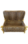 Louis XV Baročna klop za shranjevanje v leopard tkanine in zlati list les - 4