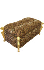 Big baroque bench trunk Louis XV style leopard fabric and gold wood