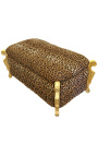 Big baroque bench trunk Louis XV style leopard fabric and gold wood