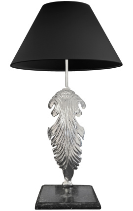 Lampa stołowa z podstawą z czarnego marmuru w kolorze srebrnym brązu