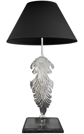 Lampada da tavolo in argento, bronzo e marmo nero