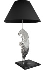 Table lamp in silver bronze black marble base