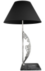 Table lamp in silver bronze black marble base