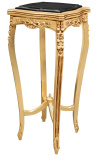 Tallmodell Golden Side Table Square Formet Louis XV Stil svart marmor topp