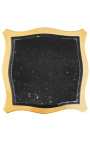 Висок модел златиста странична маса с квадратна форма в стил Луи XV черен мраморен плот