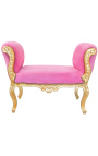 Banquet baroque de style Louis XV tissu velours rose et bois doré