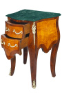 Noční stolek se 2 zásuvkami intarzie s bronzovou deskou a zeleným mramorem