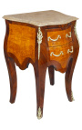 Noční stolek se 2 zásuvkami intarzie s bronzovou a béžovou mramorovou deskou