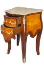 Noční stolek se 2 zásuvkami intarzie s bronzovou a béžovou mramorovou deskou