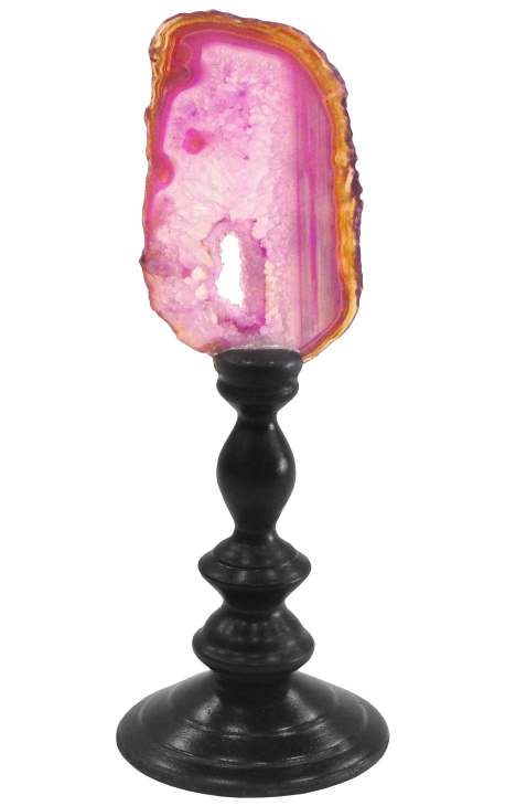 Agate sur balustre en bois