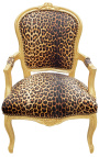 Poltrone barocco di Louis XV stile leopardo e legno dorato - 1