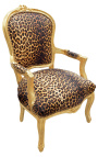 Poltrone barocco di Louis XV stile leopardo e legno dorato - 19