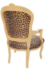 Baroque armchair of Louis XV style leopard and gold wood
