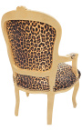 Fauteuil baroque de style Louis XV tissu leopard et bois doré