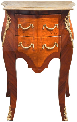 Bedside 2 sertare Marchetă cu bronz și bej marble de top