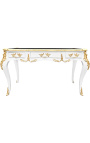 Großer Barockschreibtisch im Louis XV-Stil mit 3 Schubladen, weiß 