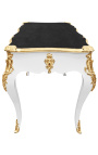 Grande mesa barroca branca estilo Louis XV, 3 gavetas
