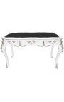 Grand bureau baroque de style Louis XV blanc, 3 tiroirs