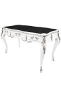 Grand bureau baroque de style Louis XV blanc, 3 tiroirs