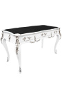 Grand bureau baroque de style Louis XV blanc, 3 tiroirs