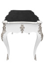 Grand bureau baroque de style Louis XV blanc, 3 tiroirs