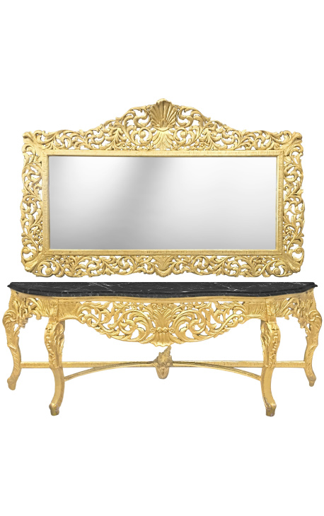 Огромные консоль с деревянными стиле барокко зеркало Золотой и черны