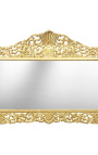 Consola enorme com espelho estilo barroco em madeira dourada e mármore preto