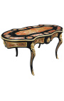 Large desk "violonné" style Napoleon III Boulle marquetry