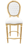 Bāra krēsls Louis XVI stila baltā ādas un zelta koka