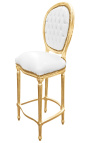 Chaise de bar de style Louis XVI simili cuir blanc et bois doré
