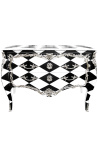 Large baroque dresser Louis XV style Checkerboard black and white