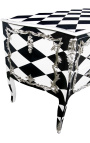 Commode Barock Stil von Louis XV "Check-in" schwarz und weiß.