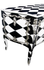 Stor barockskåp Louis XV stil "Schakbräda" svartvit