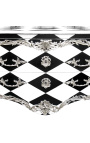 Commode Barock Stil von Louis XV "Check-in" schwarz und weiß.