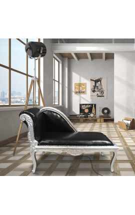 Louis XV silla de leche negra y madera de plata