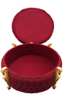 Grande banquette coffre baroque ronde bordeaux et strass, bois doré