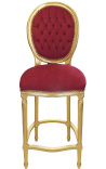 Бар стул в стиле Louis XVI бордового бархата и золотой древесины