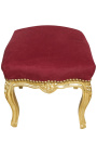 Barock Fußstütze Louis XV rot burgunder Stoff und Blattgold Holz - 3