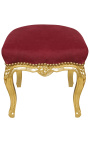 Appoggipiedi barocchi Louis XV tessuto rosso bordeaux e legno a foglia d'oro - 1
