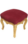 Барокко подножка Louis XV красный бордовый ткани и листьев дерева золота - 4