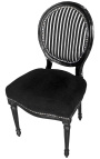 Luija XVI stila krēsls, melnbaltas svītras un melns koks