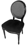 Silla de estilo Luis XVI negro & blanco rayas y madera negra