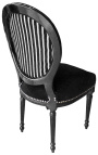 Silla de estilo Luis XVI negro & blanco rayas y madera negra