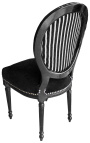 Silla de estilo Luis XVI negro & blanco rayas y madera negra