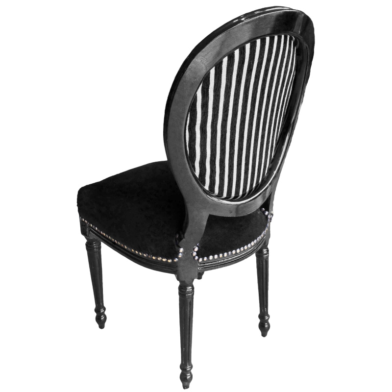 Chair Louis Xvi Style Black And White, Black And White Striped Vanity Chair