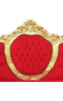 Sofa w stylu barokowym tkanina czerwony aksamit i pozłacane drewno