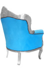 Armchair "všeobecný" Barokový štýl turquoise modré a strieborné drevo