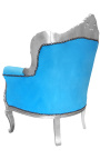 Armchair "všeobecný" Barokový štýl turquoise modré a strieborné drevo