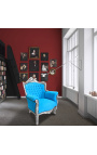 Armchair "všeobecný" Barokový štýl turquoise modré a strieborné drevo